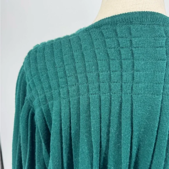 Castle of Ireland Emerald Green Ribbed Button Front Cardigan Sweater Size‎ L - Picture 4 of 9